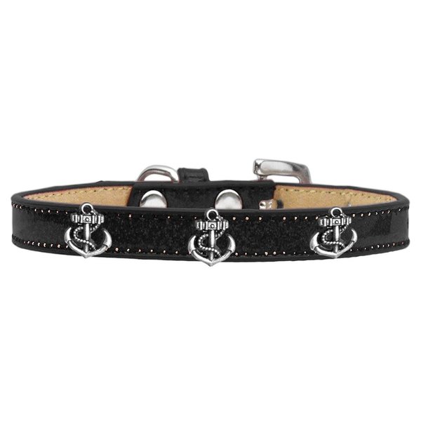 Mirage Pet Products Silver Anchor Widget Dog CollarBlack Ice Cream Size 12 633-22 BK12